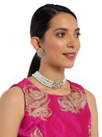 Zaveri Pearls Gold Tone Traditional Kundan And Pearl Choker Necklace Set For Women-ZPFK8860